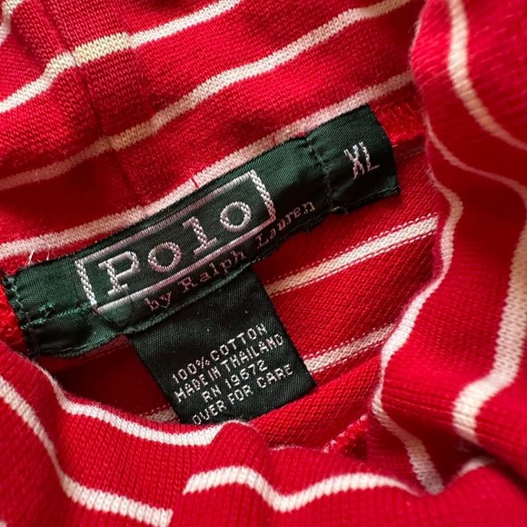 Vintage 80s Polo by Ralph Lauren Women's Red White Striped Turtle Neck Sweater‎ - Picture 4 of 6